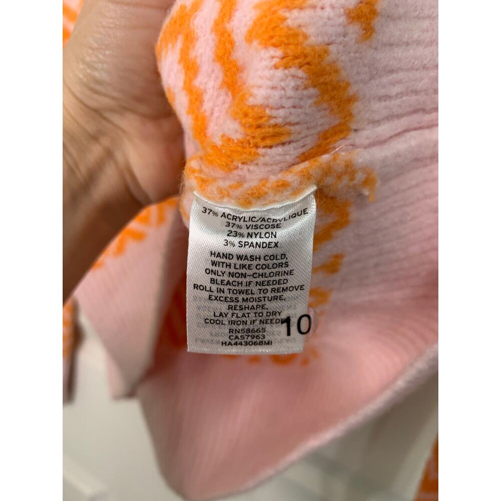 Halogen X Atlantic-pacific Boxy Zigzag Sweater Pink Shadow Orange Flame XS‎ NWT - Picture 6 of 6